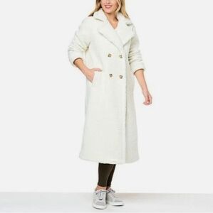 G by Giuliana Cream Ivory Teddy Sherpa Double Breasted Coat, Size M, NWOT